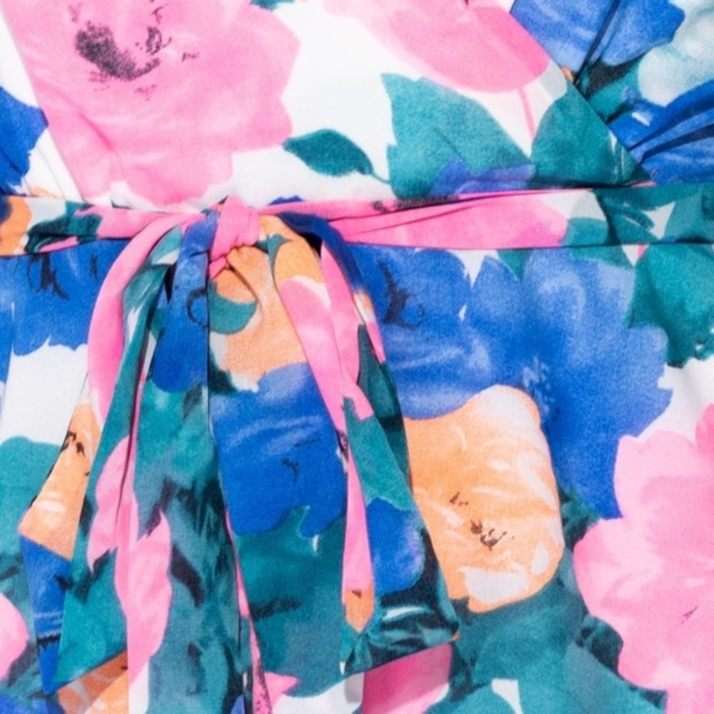 Kaci Garden Party Floral Tie Waist Romper - Picture 3 of 8